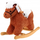 Rocking plush horse with backrest and interactive sounds