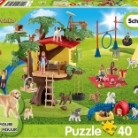 Puzzle SCHMIDT SCHLEICH blije hondjes, 40 stukjes + figuurtje