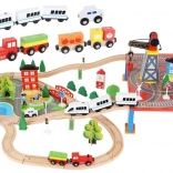 Circuit de train en bois avec trains à piles