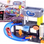 Lave-auto à deux niveaux avec eau courante, ascenseur et effets