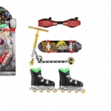 Set de doigts skateboard, waveboard, rollers et trottinette – plastique, assortiment