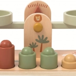 Balance à plateaux en bois pour enfants en couleurs pastel inspirée Montessori