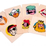 Houten verjaardagsschoteltjes Vrolijke koppies SMALL FOOT, set van 7 stuks