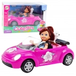 Mini Doll with Pink Convertible and Puppy