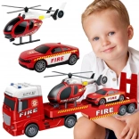 Woopie brandweer-set met sleeptruck, helikopter en auto met licht en geluid