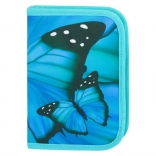 Single-compartment school pencil case with butterfly motif