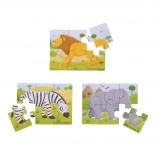 Puzzles en bois 3-en-1 Animaux du safari BIGJIGS TOYS