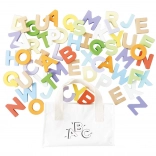 Le Toy Van alphabet en bois dans un sac en toile, 60 pcs