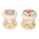 small foot pastel wooden rattle with beads – set of 2