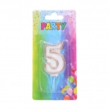 Feest kaars nummer 5 goud