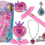 interactieve toverstok met sterrenprojector en accessoires voor fee, roze