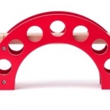 Wooden bridge with red arch for train sets