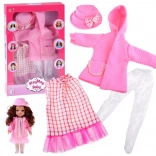 Pink outfit set for 36–40 cm doll – dress, coat and hat