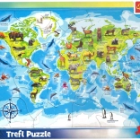 TREFL Puzzel Wereldkaart met Diertjes 25 Stukken