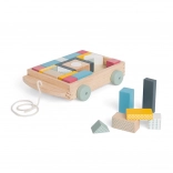 Bigjigs Toys chariot en bois à tirer avec blocs