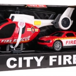 Brandweer set helikopter en auto met licht en geluid