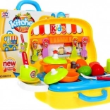 Draagbare kinderkitchen foodtruck 3+ met koffertje op wieltjes en accessoires