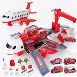 Uitschuifbaar vliegtuig met grote parkeergarage en kraan – brandweer set