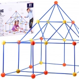 Construction kit with large straws and connectors, 81 pieces