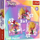 Puzzle Trefl Trolls 3-en-1 – Faites connaissance avec les Trolls (20, 36 et 50 pièces)