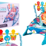 Baby bouncer and rocker with vibrations blue lion