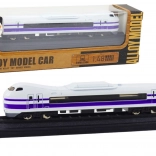 Modèle de train de collection en métal 1:48 blanc‑violet