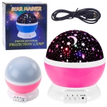 Rotating LED night lamp and star projector 360° – pink