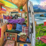 RAVENSBURGER puzzel uitzicht vanuit de caravan XXL 500 stukjes