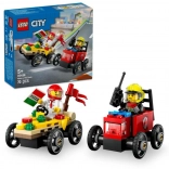 Lego City racing cars: pizza vs. fire truck