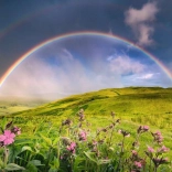 Puzzel 1500 stukjes Dubbele regenboog boven de weide