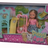 Evi doll at the playground for puppies