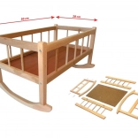 Berceau en bois pour poupées 50 × 28 cm