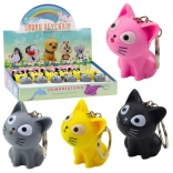 Sleutelhanger kat met LED-zaklamp en geluid, mix kleuren