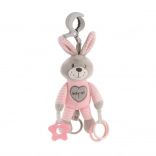 Baby Mix Plush Vibrating Toy with Clip, Pink Bunny, 22 cm