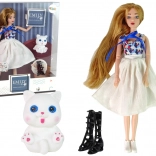 EMILY Doll with White Kitten and Accessories