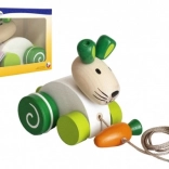 Pull-along wooden bunny with carrot for first steps