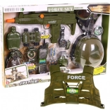 Set militaire pour enfants 15 pièces avec effets interactifs, casque, gilet, fusil et talkie-walkie