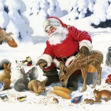 Familiepuzzel COBBLE HILL Kerstman met dierenvrienden 350 stukjes