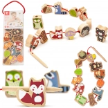 Jeu d’enfilage en bois – animaux de la forêt, 13 pièces – Classic World
