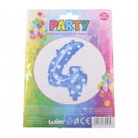 Opblaasbare ballon cijfer 4 blauw met sterretjes