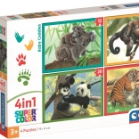 Puzzle 4 en 1 adorables bébés animaux CLEMENTONI