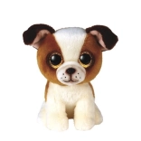 Chien en peluche Hugo brun-blanc 15 cm