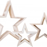 Wooden star decoration – white set