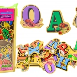 Houten magneten met letters en afbeeldingen, 26 stuks