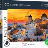 Puzzel TREFL UFT romantische zonsondergang: Oia, Santorini 1500 stukjes