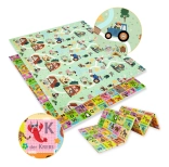 Dubbelzijdige opvouwbare XPE-schuimmat HUMBI 180 × 200 cm – Duitse alfabet en platteland