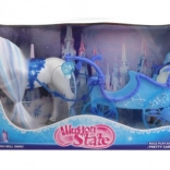 Horse with blue carriage