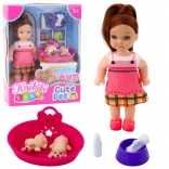Mini doll with two puppies and accessories
