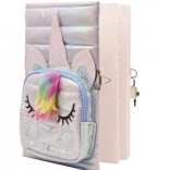 unicorn diary with pocket white, lock and key, A5