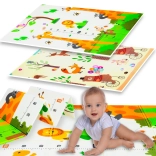 Foldable double-sided children’s XPE play mat HUMBI 120 × 180 × 0.8 cm – animals and giraffes with height chart